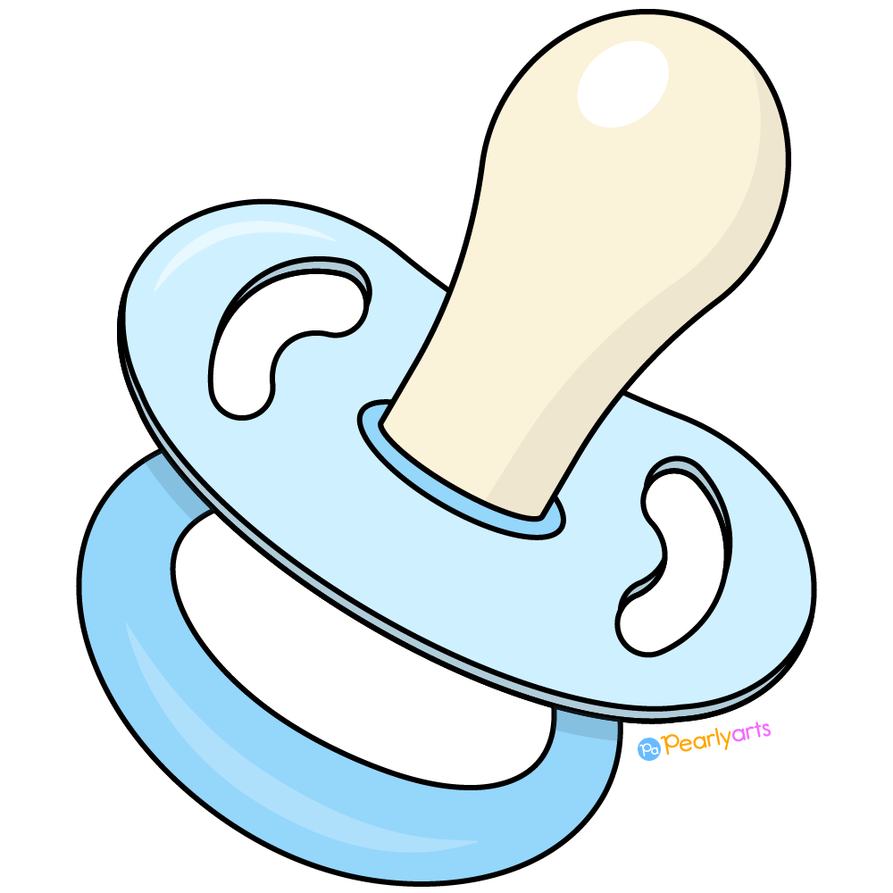 FREE Blue Baby Pacifier Clipart with outline WM | Pearly Arts