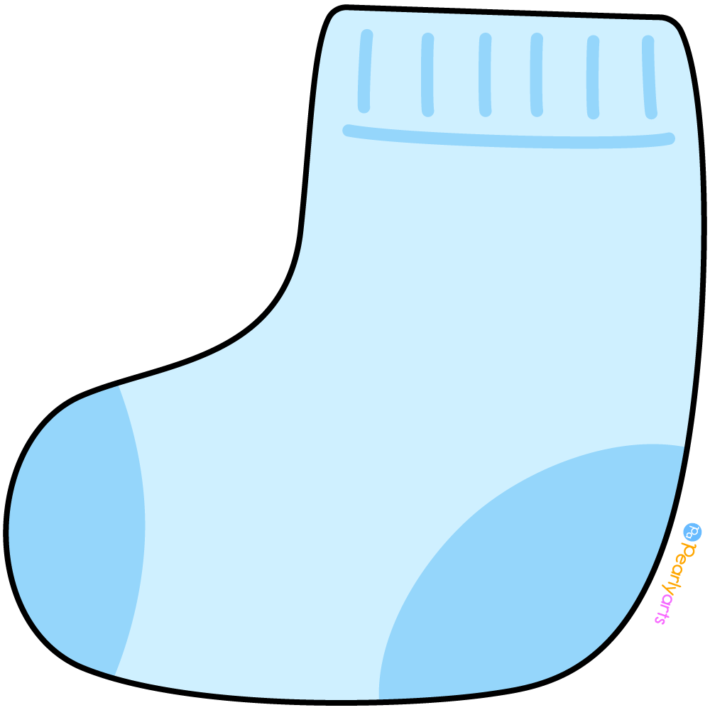 FREE Blue Baby Sock Clipart with outline WM | Pearly Arts