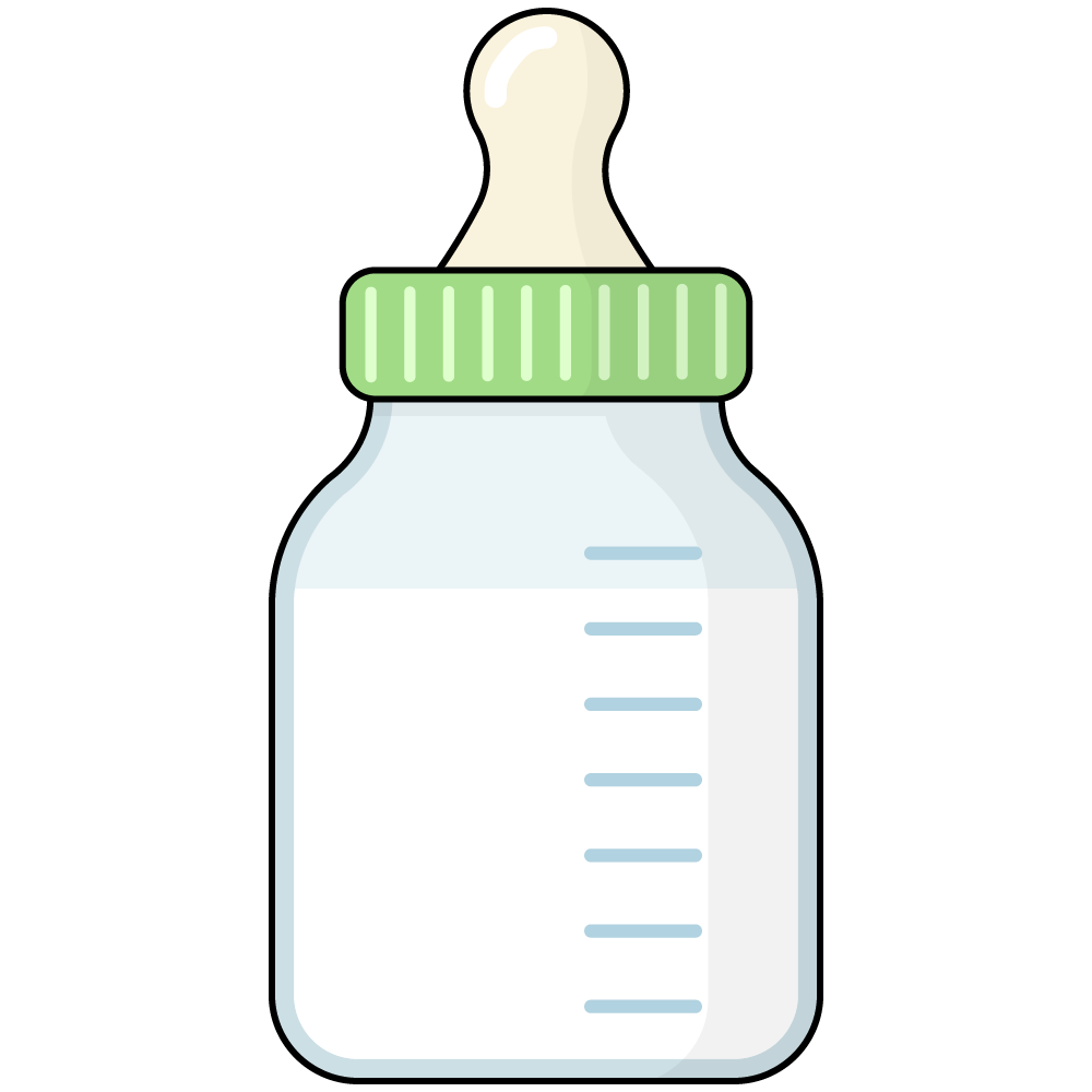 FREE Green Baby Bottle Clipart with outline WM | Pearly Arts