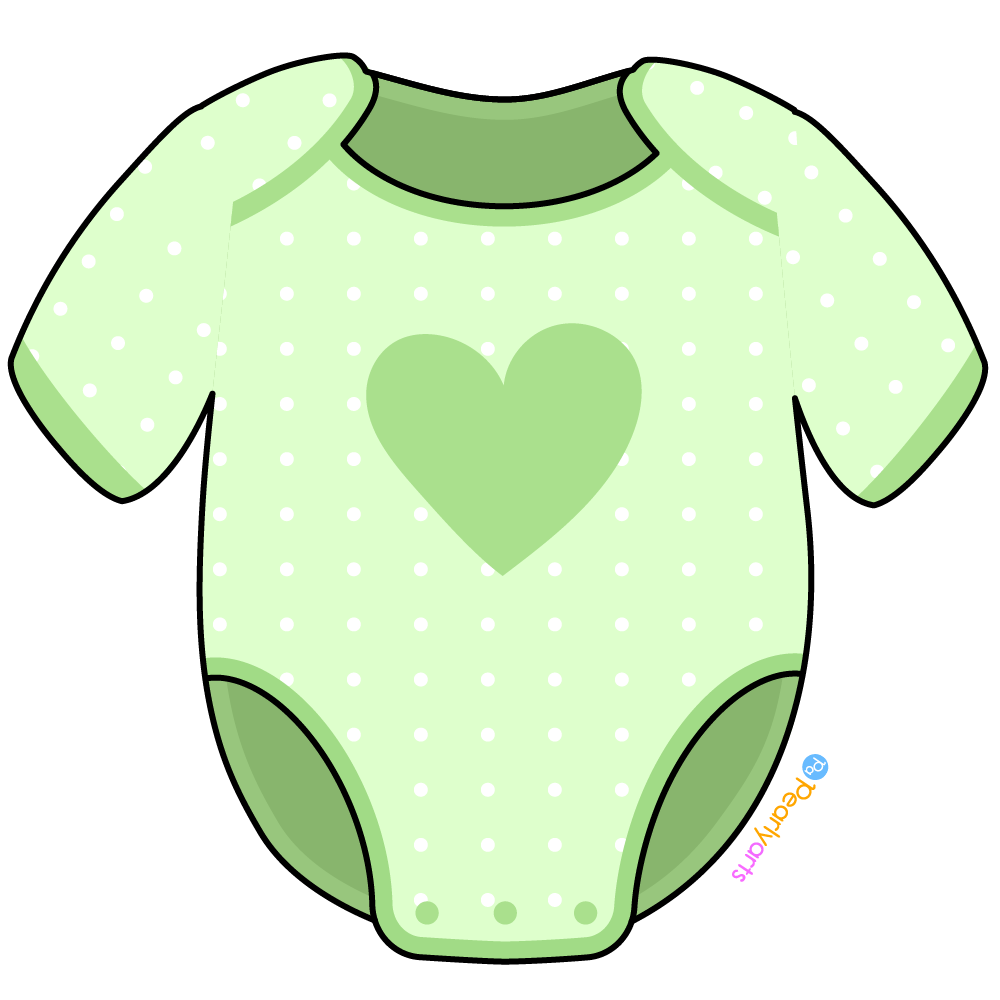FREE Green Baby Onesie Clipart with outline WM | Pearly Arts