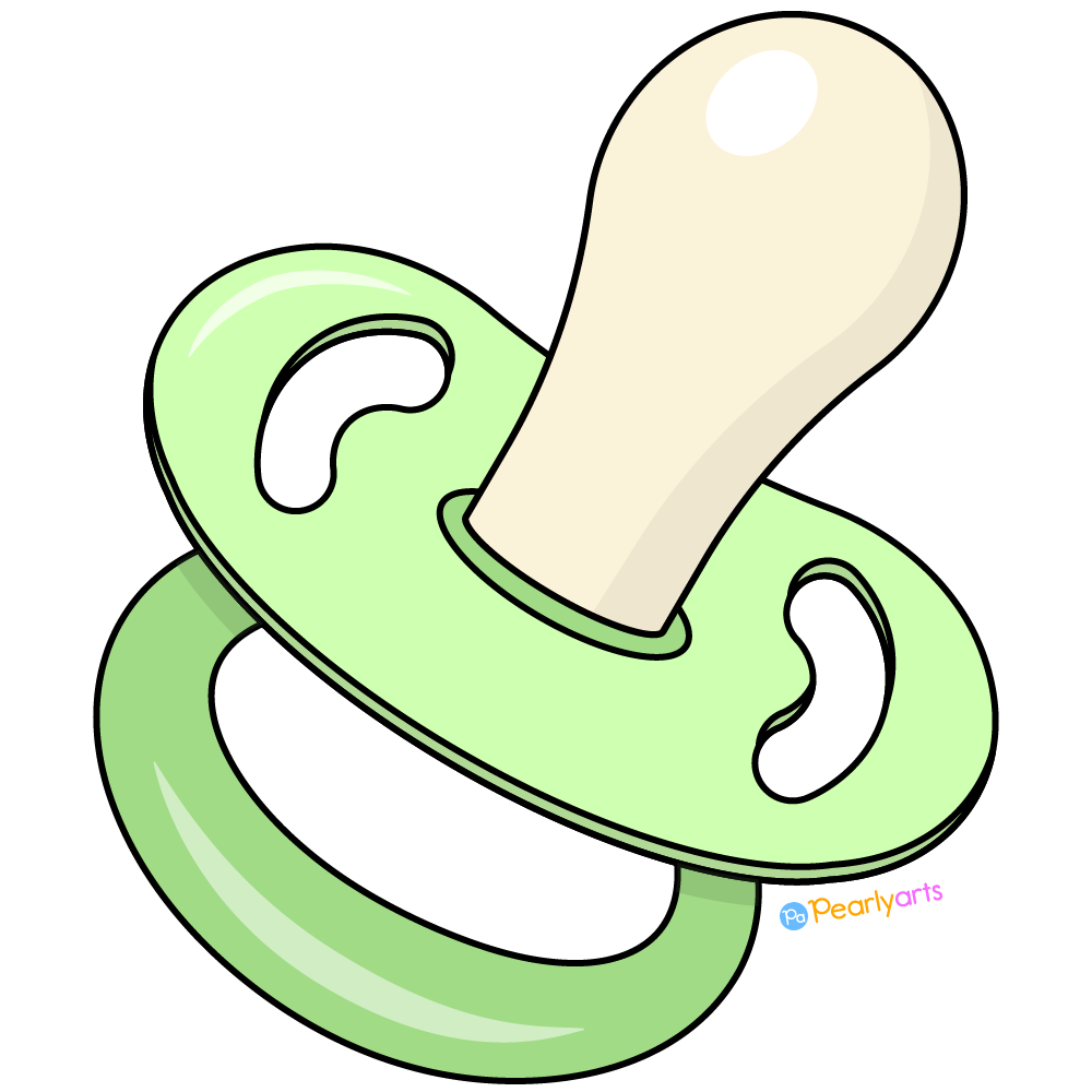 FREE Green Baby Pacifier Clipart with outline WM | Pearly Arts