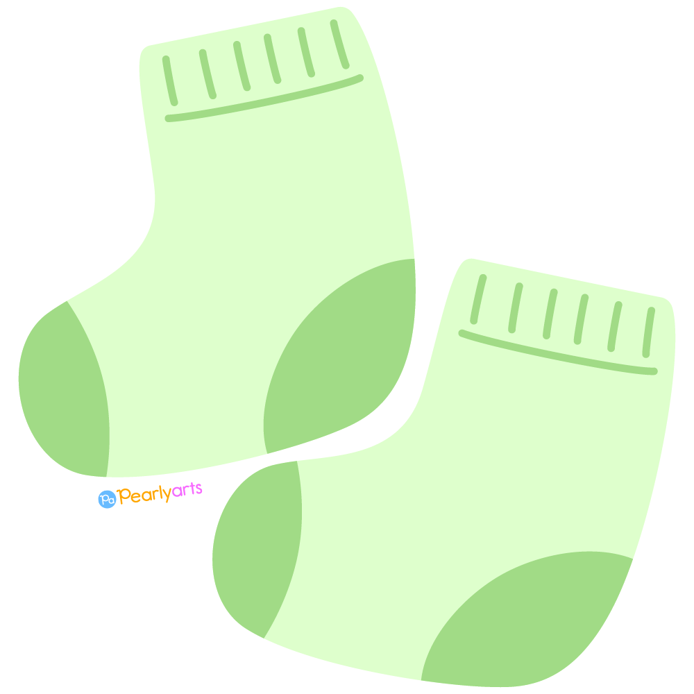 FREE Green Baby Socks Clipart WM | Pearly Arts