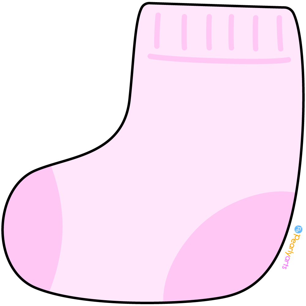 FREE Pink Baby Sock Clipart with outline WM | Pearly Arts