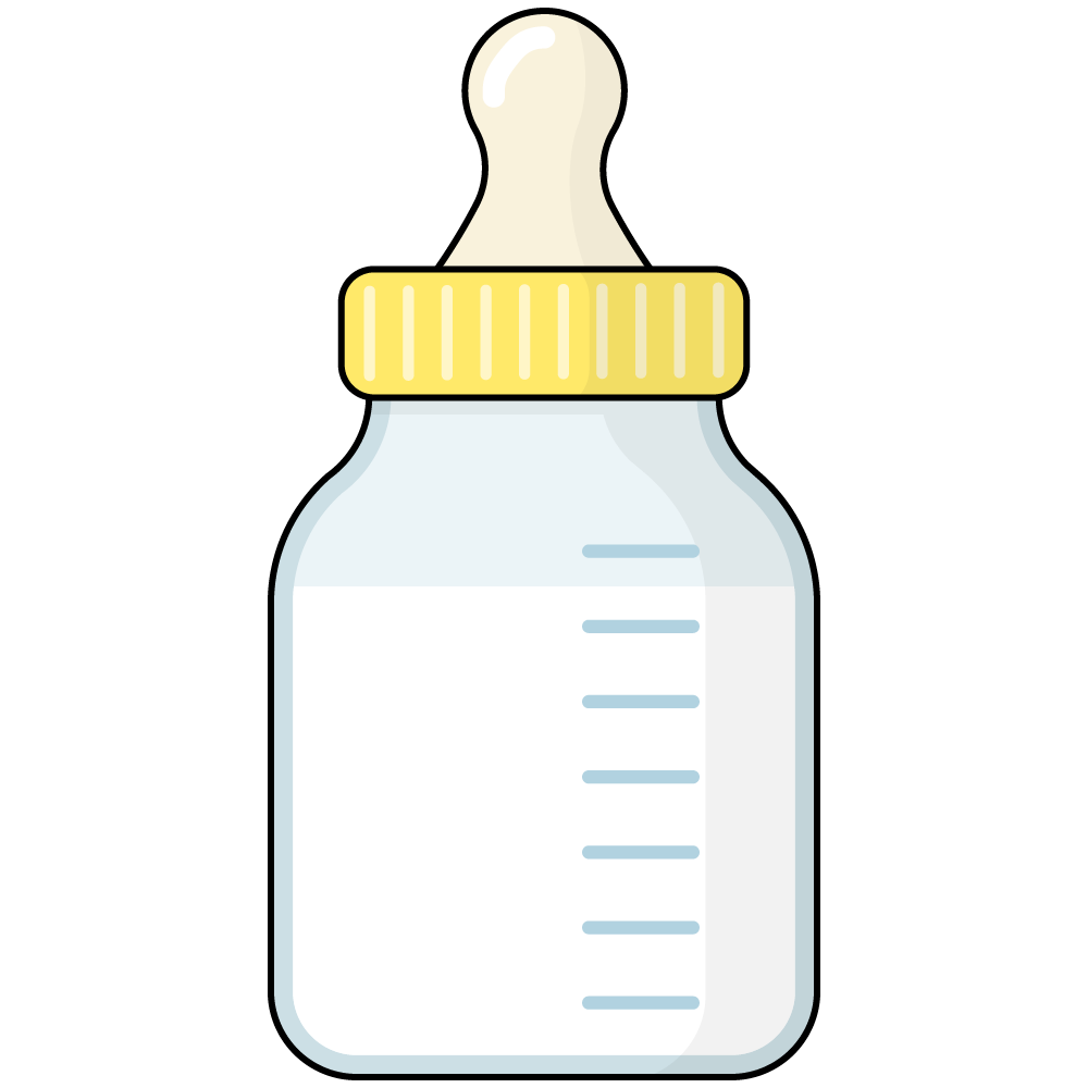 FREE Yellow Baby Bottle Clipart with outline WM | Pearly Arts