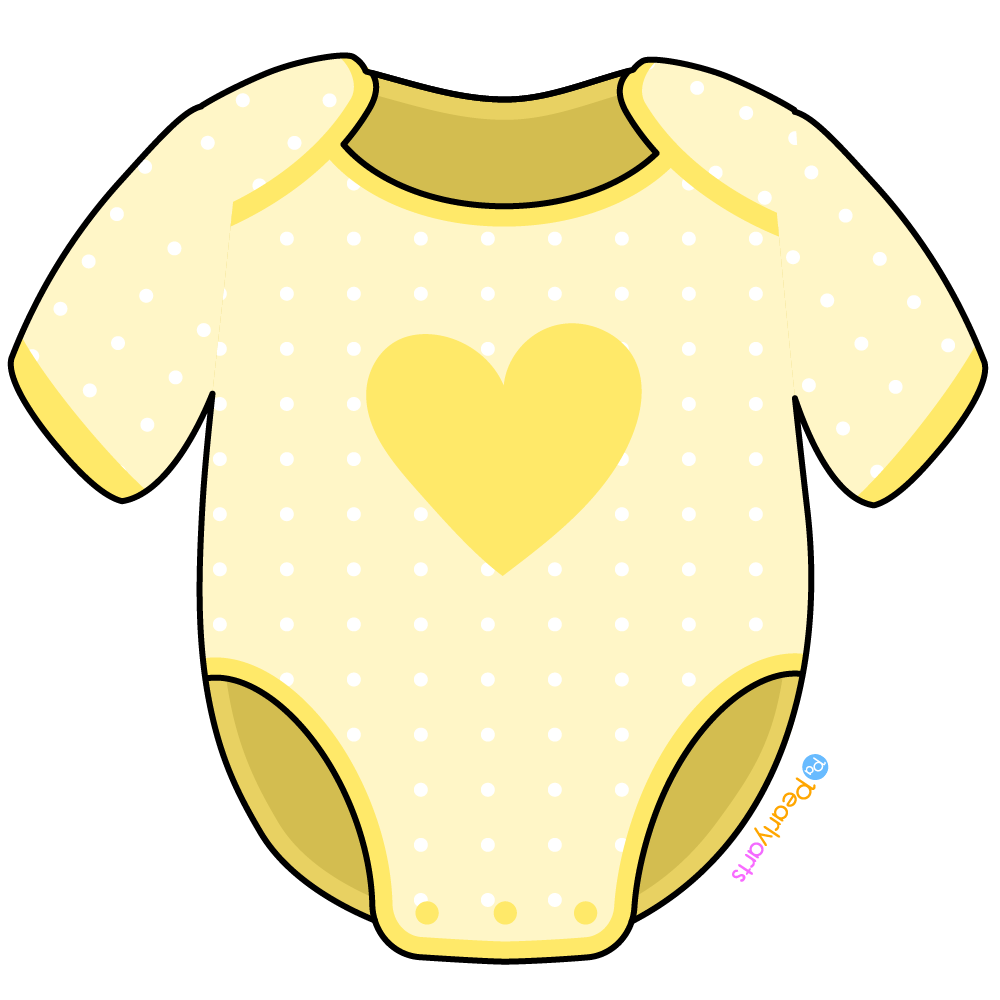 FREE Yellow Baby Onesie Clipart with outline WM | Pearly Arts