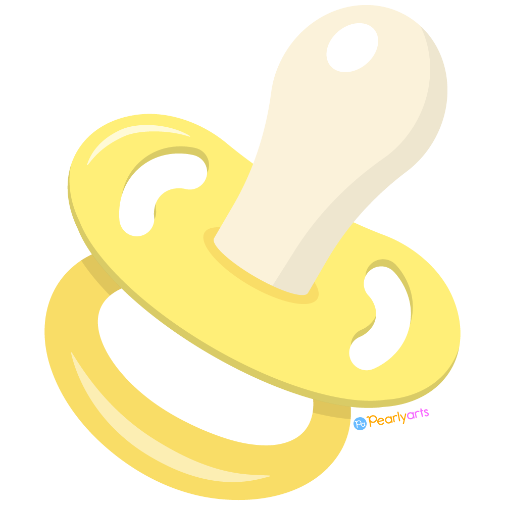 FREE Yellow Baby Pacifier Clipart WM | Pearly Arts