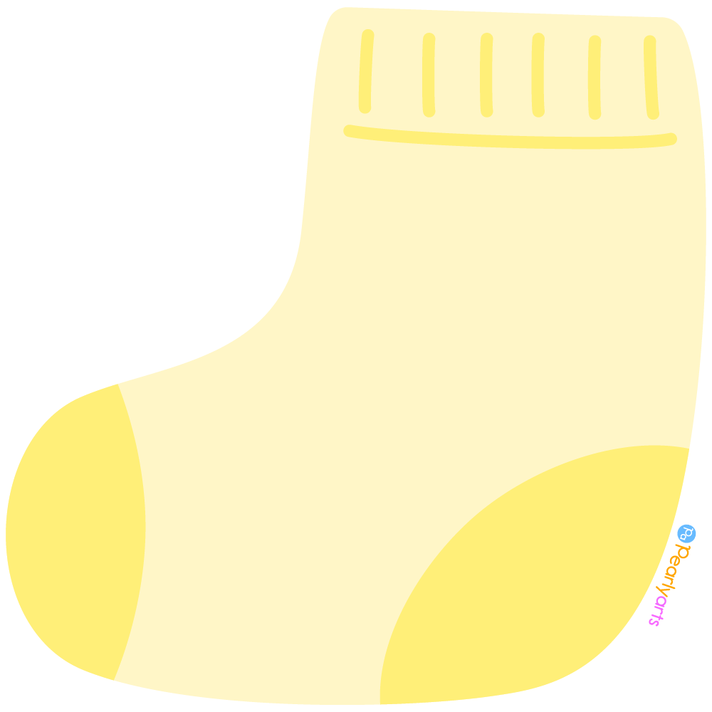 FREE Yellow Baby Sock Clipart WM | Pearly Arts