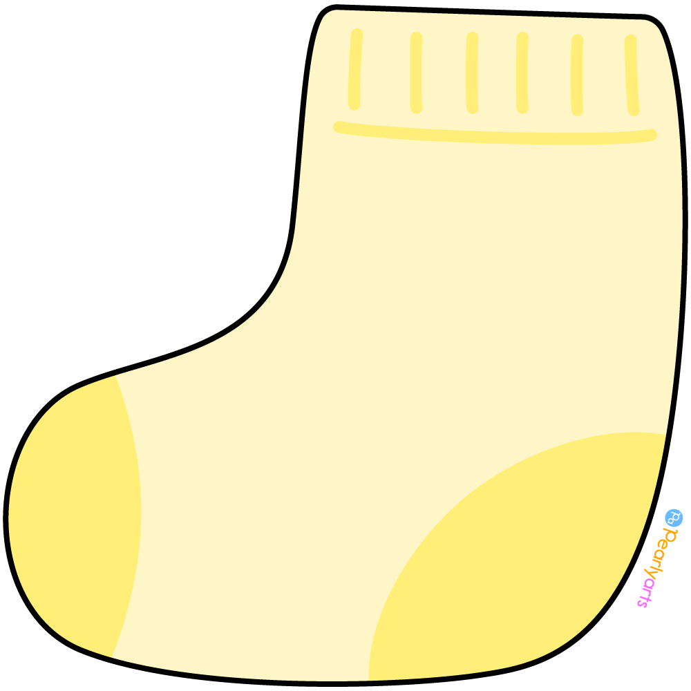 FREE Yellow Baby Sock Clipart with outline WM | Pearly Arts