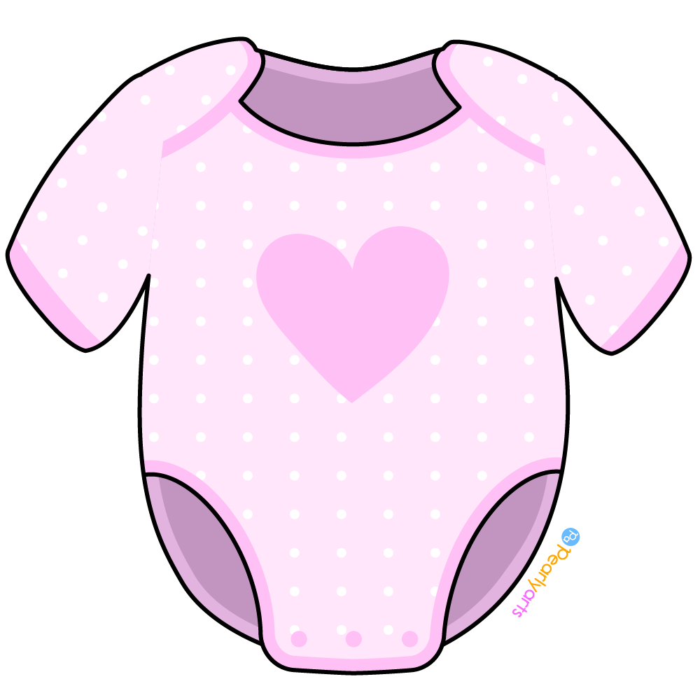 Pink Baby Onesie Clipart with outline WM | Pearly Arts