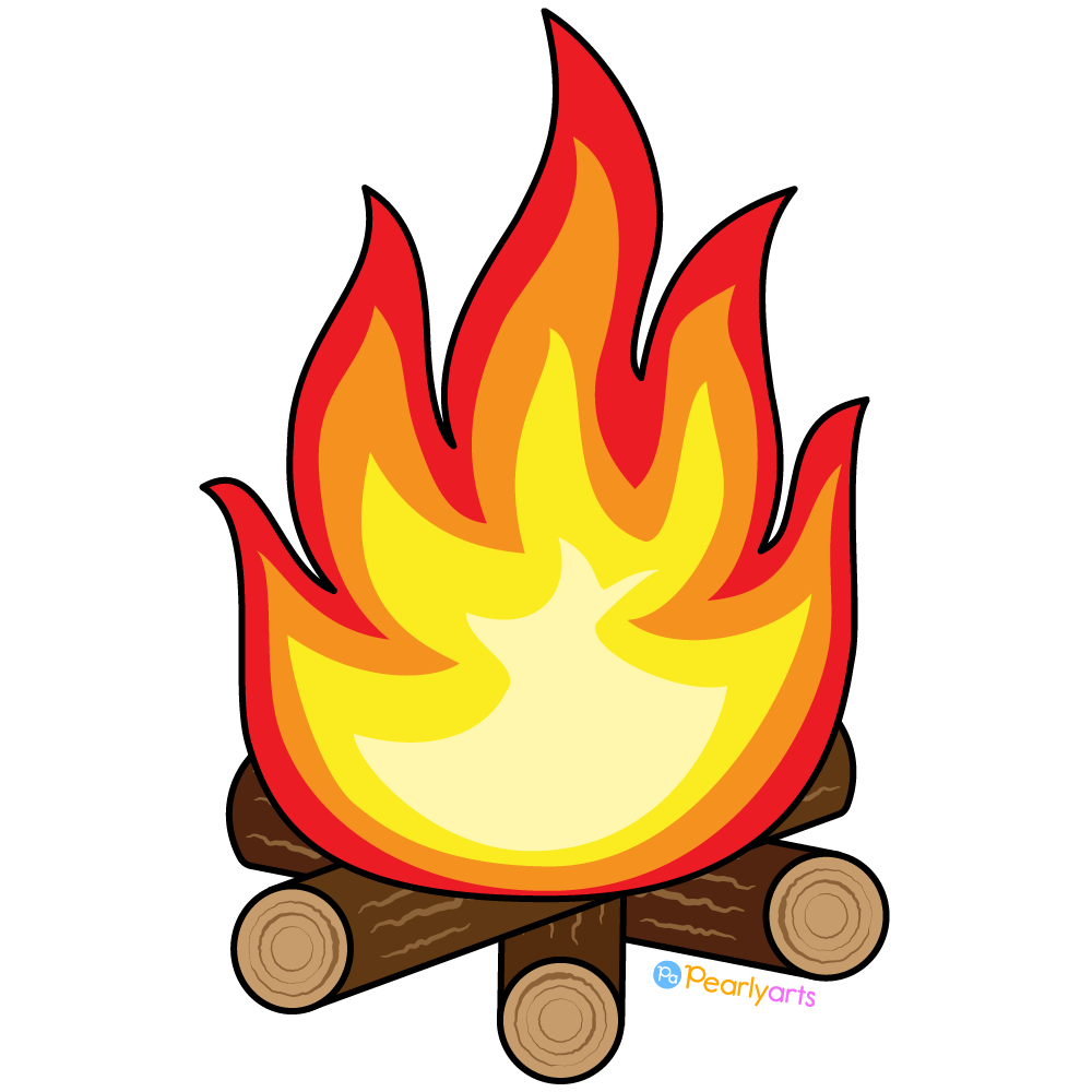 FREE Campfire Clipart with Outline WM | Pearly Arts
