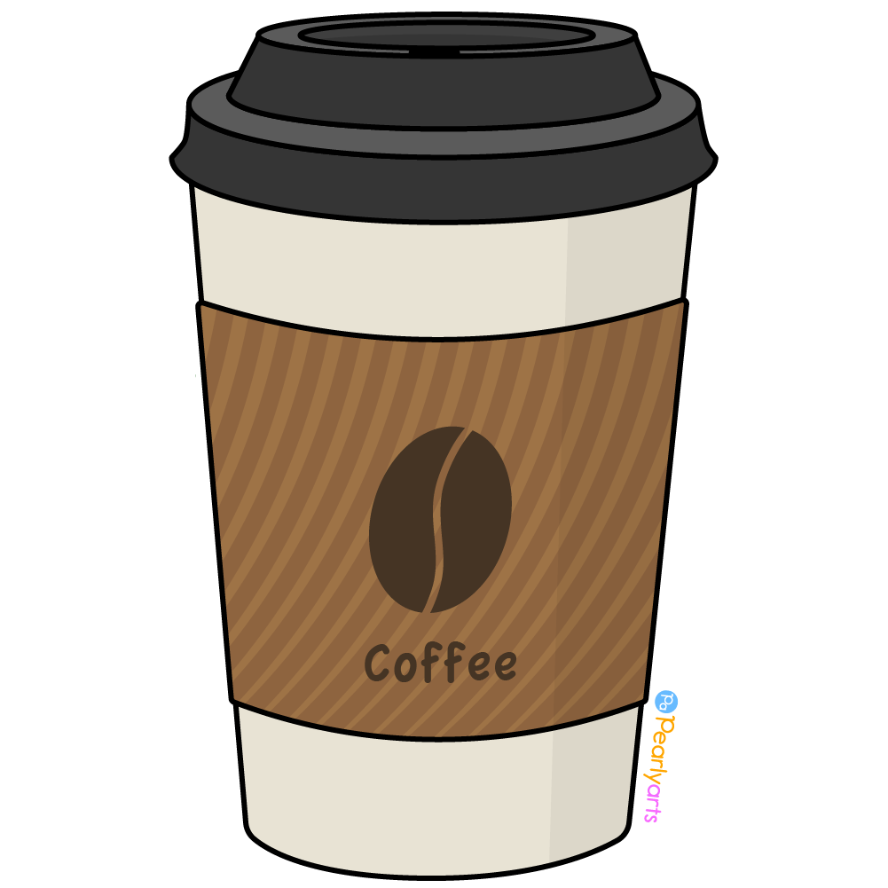 FREE Coffee To Go Cup Clipart with outline WM | Pearly Arts