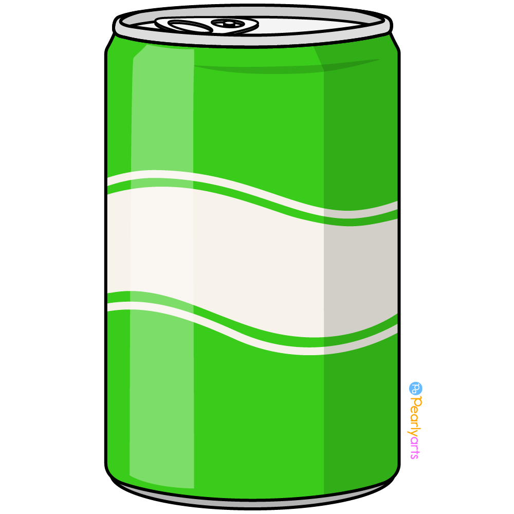 FREE Green Soda Can Clipart with outline WM | Pearly Arts (FREE Clipart for Everyone!)