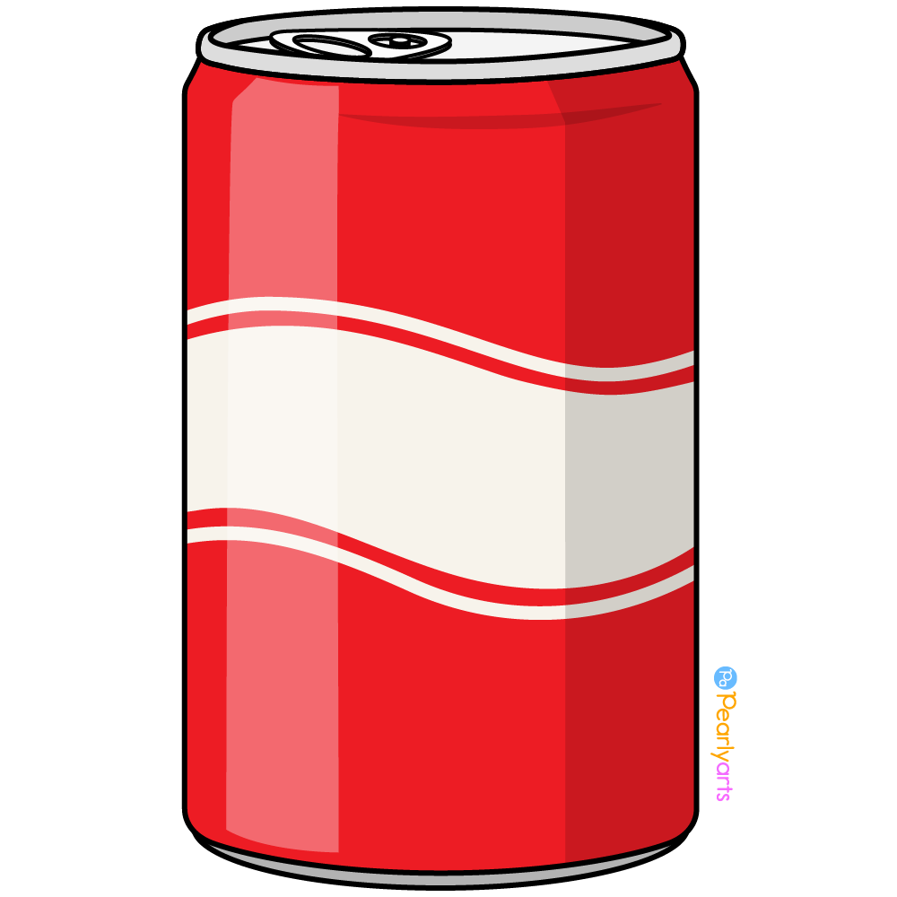 FREE Red Soda Can Clipart with outline WM | Pearly Arts (FREE Clipart for Everyone!)