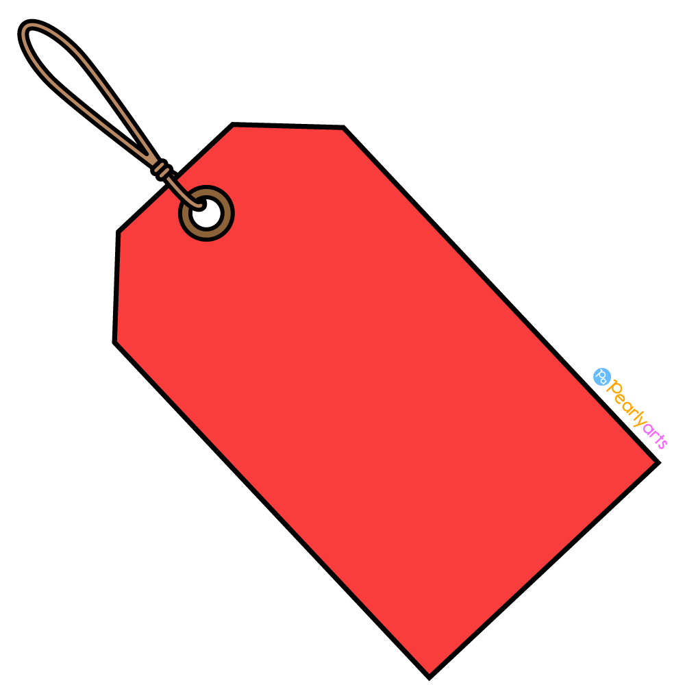 FREE Red Tag Clipart with outline WM | Pearly Arts