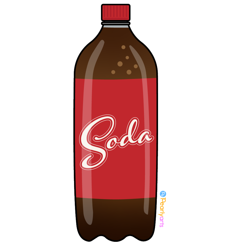 FREE Soda Bottle Clipart with outline WM | Pearly Arts