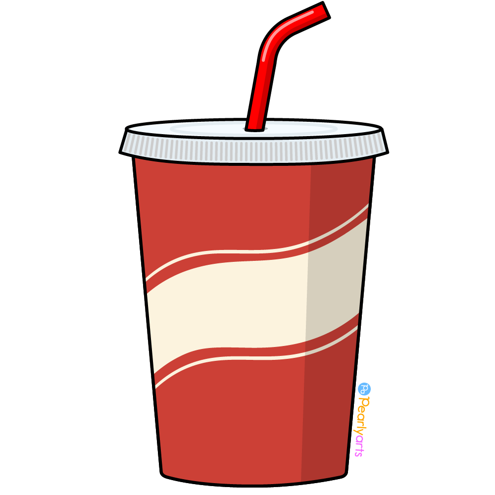 FREE Soda Cup Clipart with outline WM | Pearly Arts