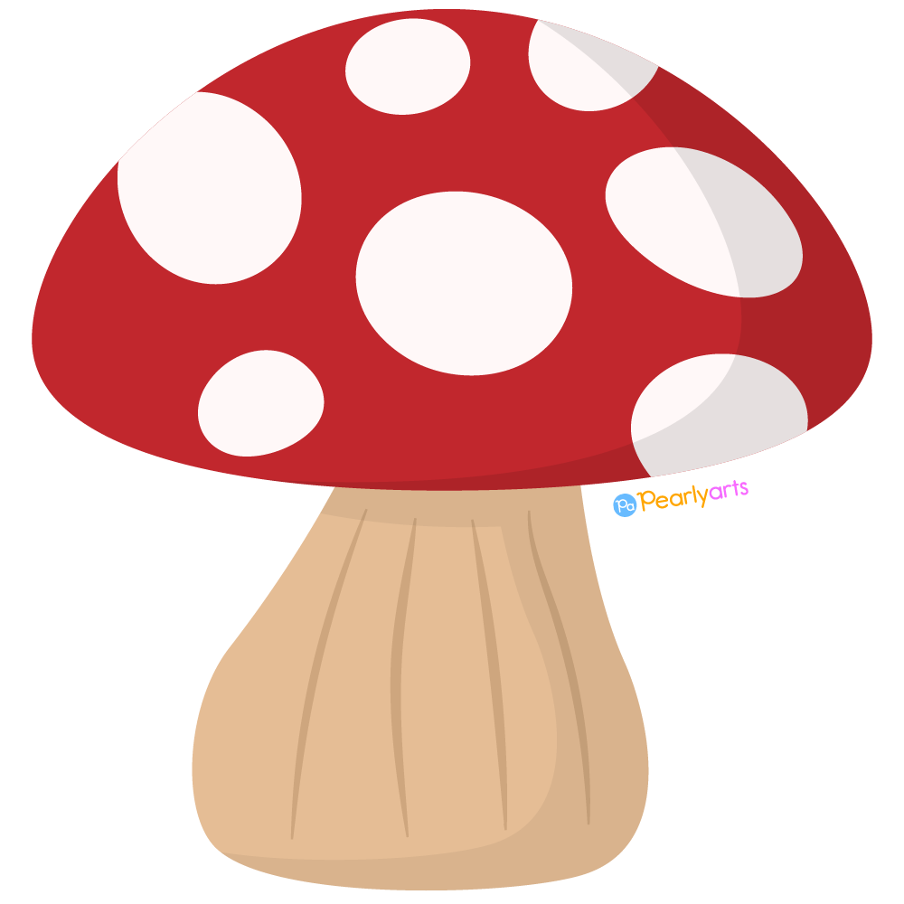 Red and White Mushroom Clipart WM | Pearly Arts
