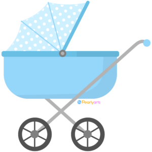 FREE Blue Baby Carriage Clipart WM | Pearly Arts