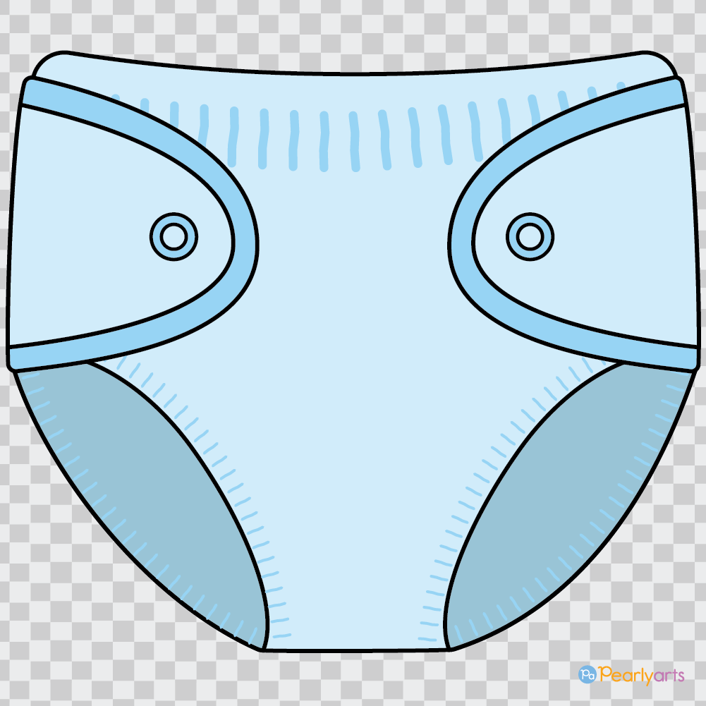 FREE Blue Baby Diaper Clipart with outline | Pearly Arts WM