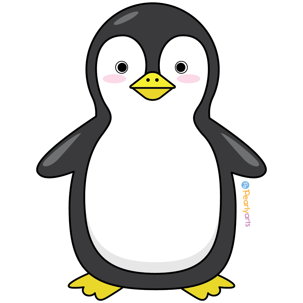 FREE Cute Penguin Clipart with outline WM | Pearly Arts