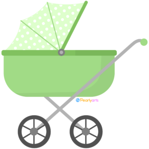 FREE Green Baby Carriage Clipart WM | Pearly Arts
