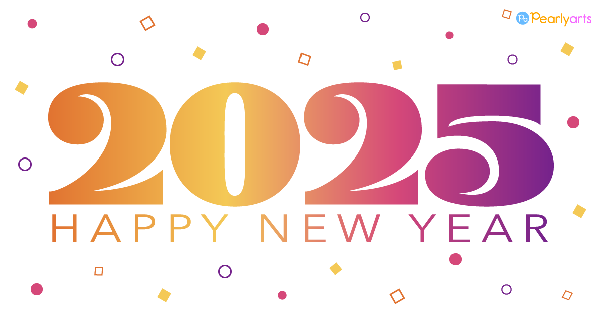 FREE Happy New Year 2025 Clipart WM | Pearly Arts