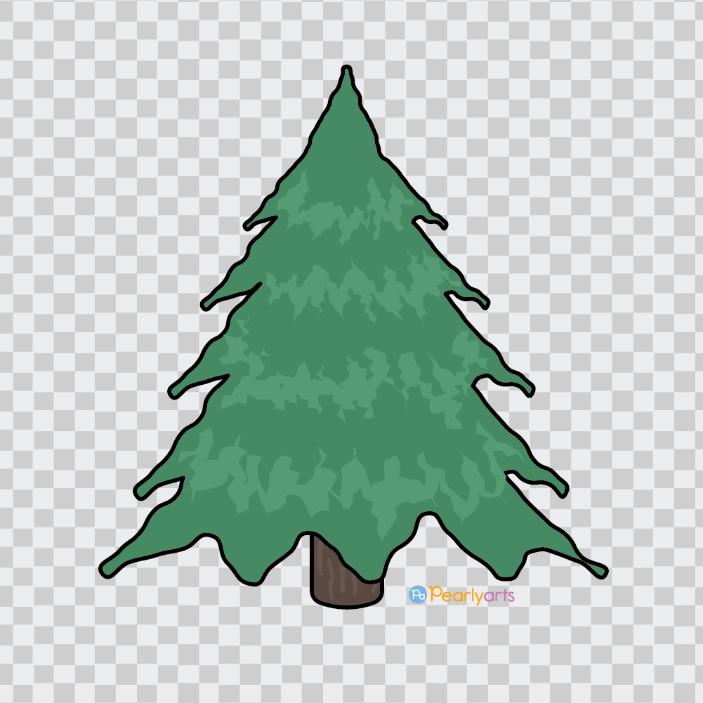 FREE Pine Tree clipart 1 with Outline WM | Pearly Arts