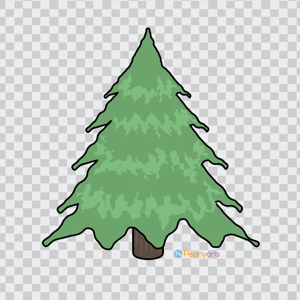 FREE Pine Tree clipart 3 with Outline WM | Pearly Arts