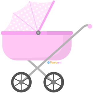 FREE Pink Baby Carriage Clipart WM | Pearly Arts