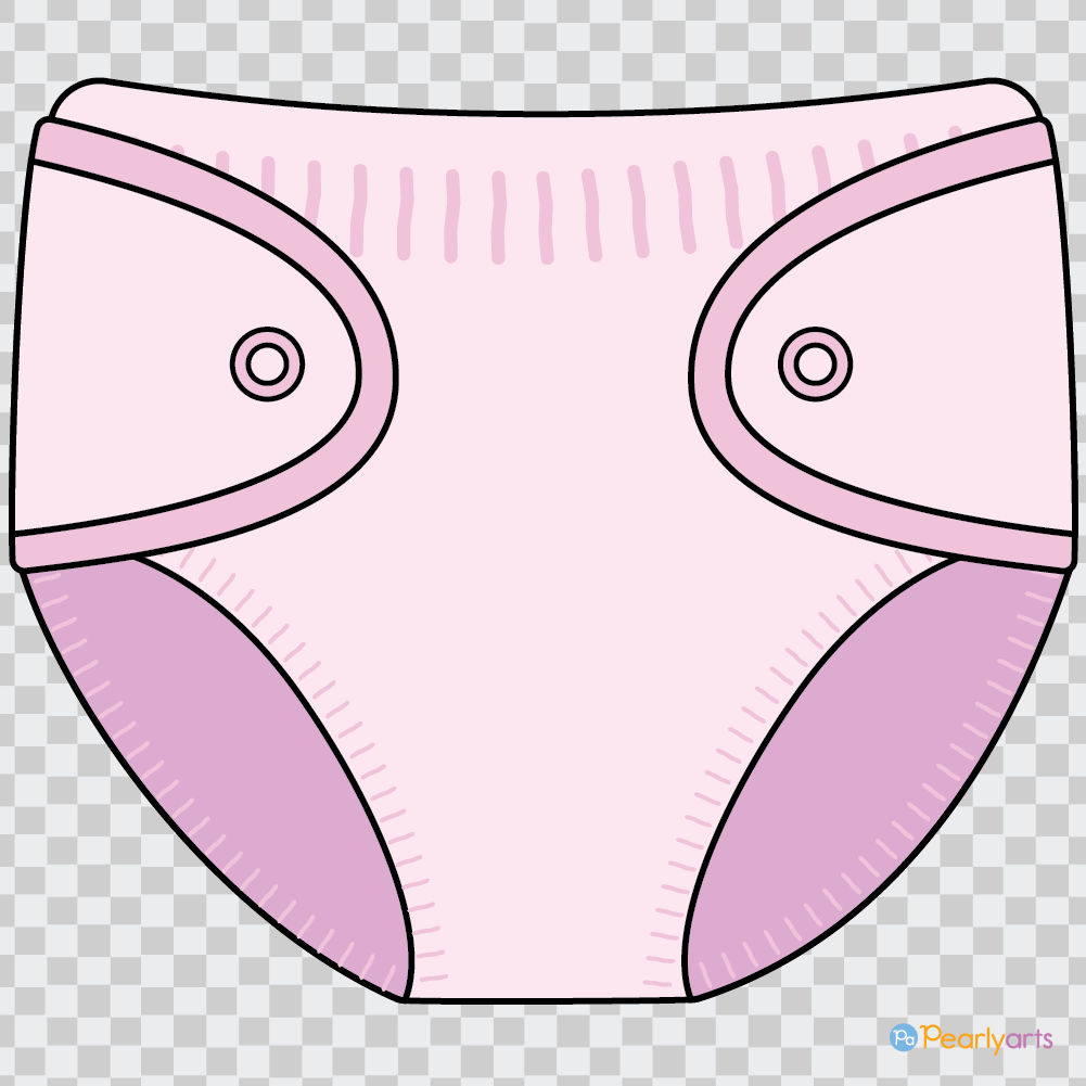 FREE Pink Baby Diaper Clipart with outline | Pearly Arts WM