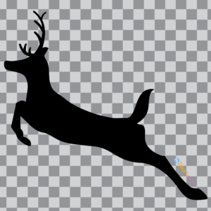FREE Reindeer Jumping Silhouette Black Clipart WM | Pearly Arts