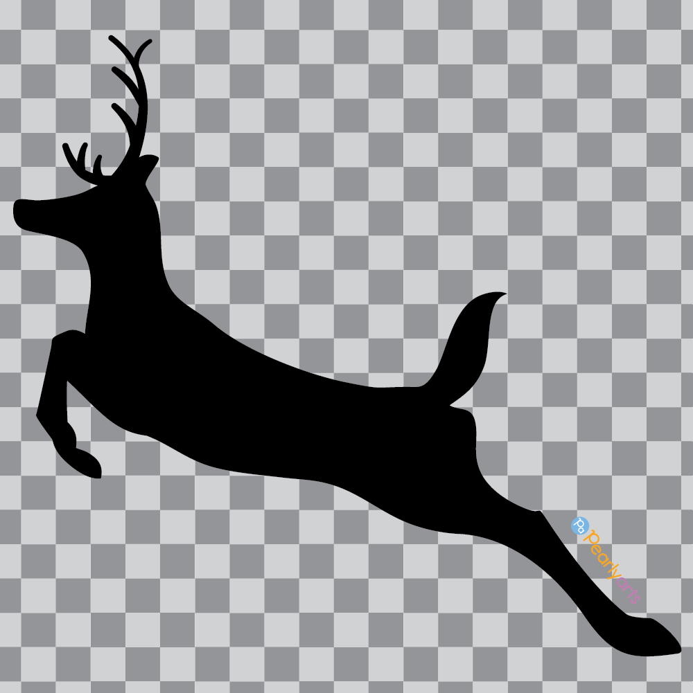 FREE Reindeer Jumping Silhouette Black Clipart WM | Pearly Arts