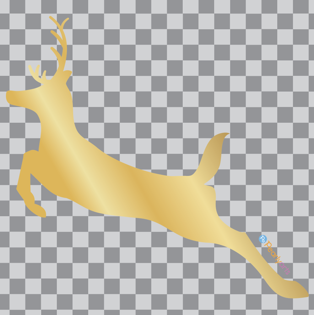FREE Reindeer Jumping Silhouette Gold Clipart WM | Pearly Arts
