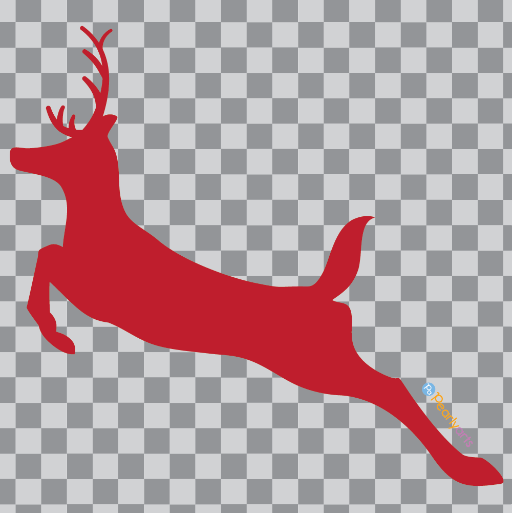 FREE Reindeer Jumping Silhouette Red Clipart WM | Pearly Arts