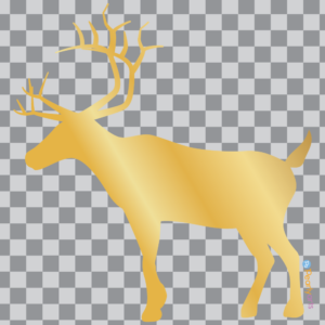 FREE Reindeer Side Silhouette Gold Clipart WM | Pearly Arts