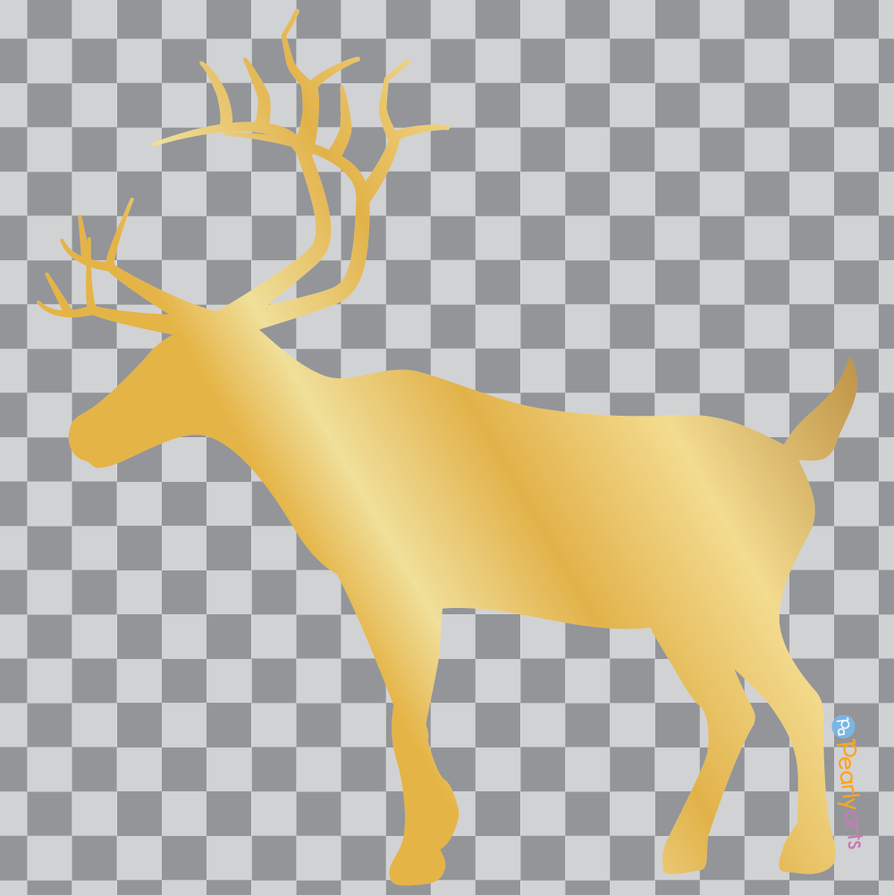 FREE Reindeer Side Silhouette Gold Clipart WM | Pearly Arts