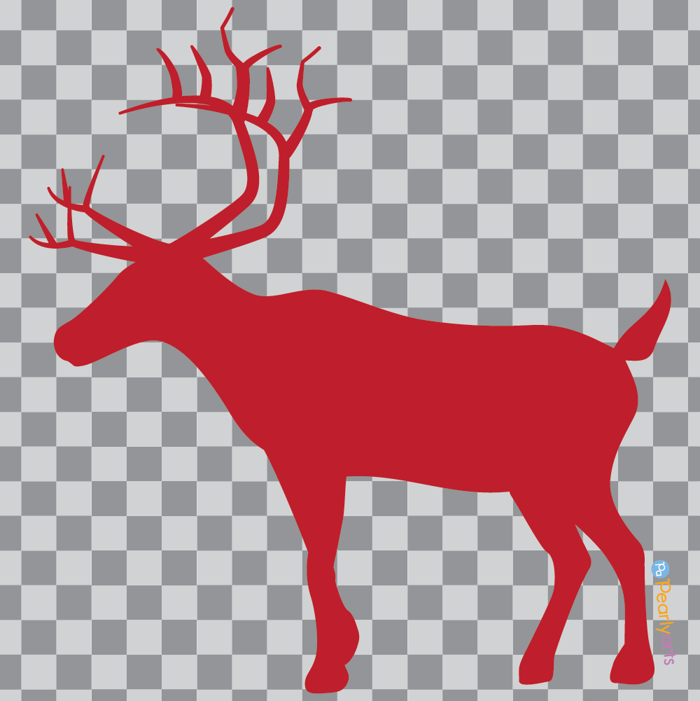 FREE Reindeer Side Silhouette Red Clipart WM | Pearly Arts