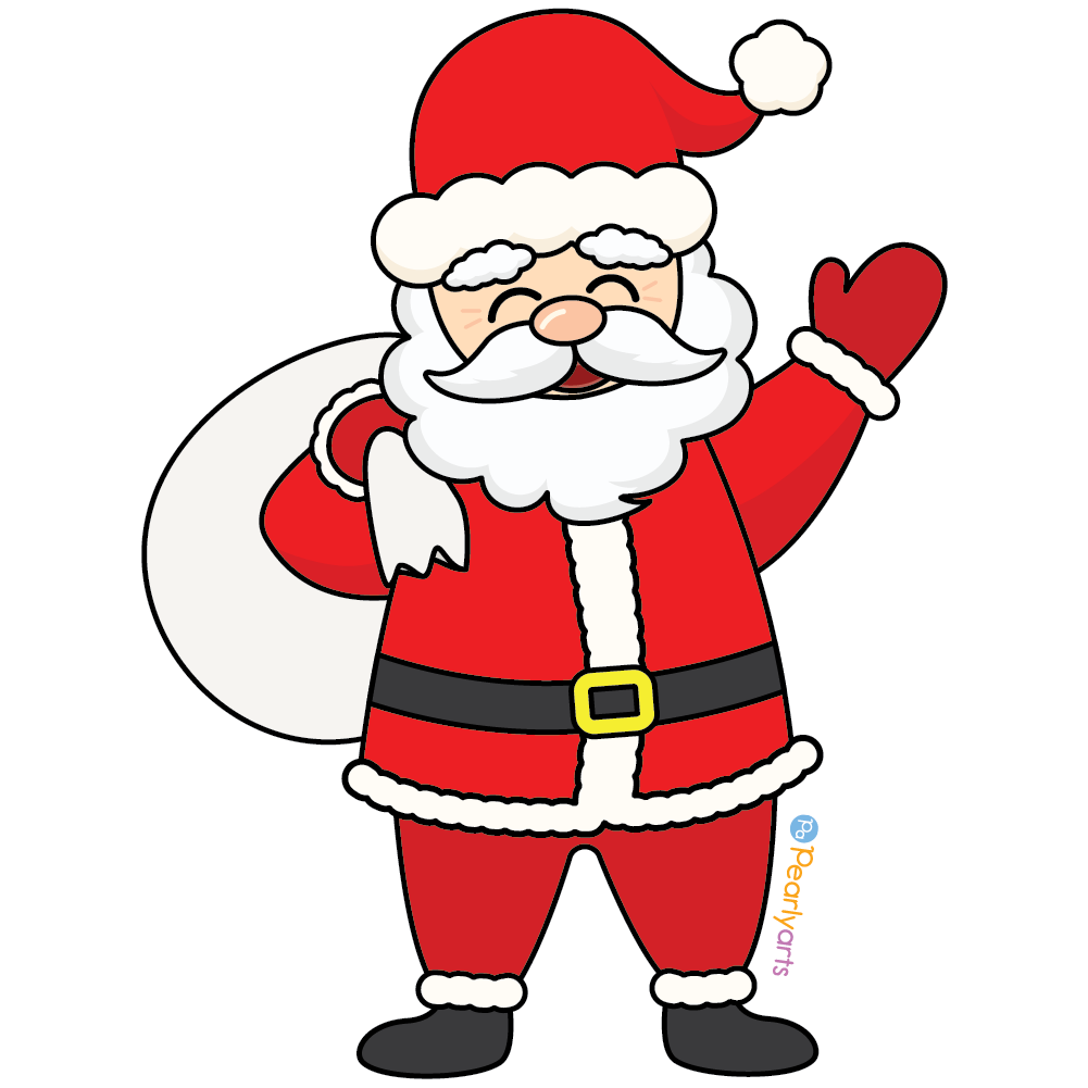 FREE Santa Claus Clipart with outline WM | Pearly Arts