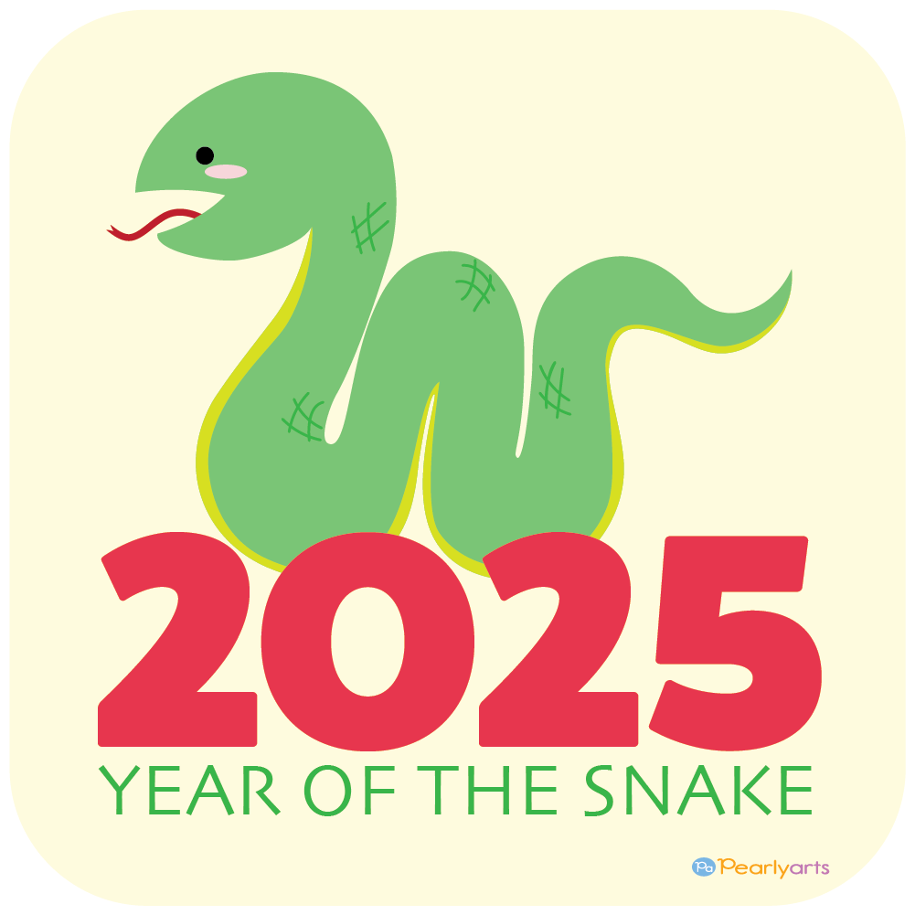 FREE Year of the Snake 2025 Clipart with background WM | Pearly Arts