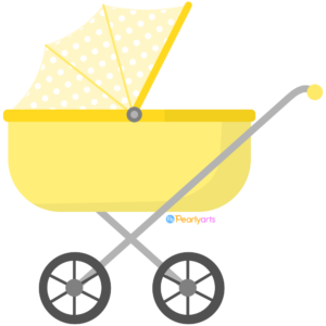 FREE Yellow Baby Carriage Clipart WM | Pearly Arts