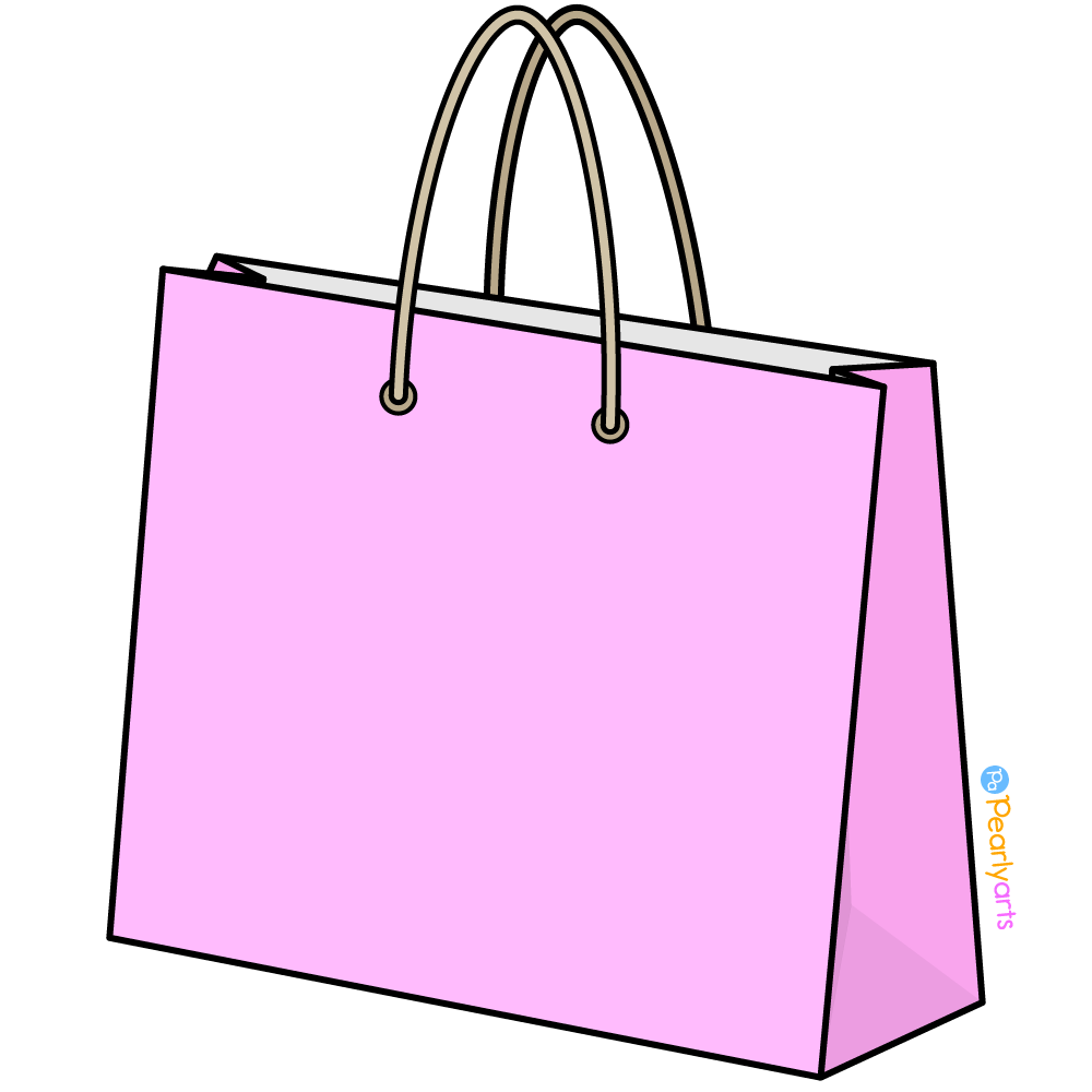 Free Pink Shopping Bag Clipart with outline WM | Pearly Arts