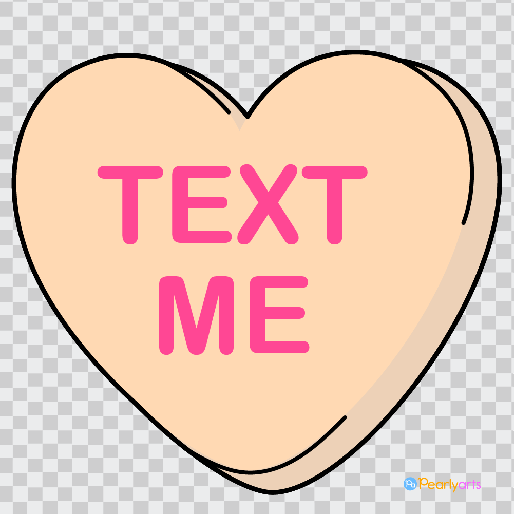 Conversation Hearts Text me Clipart with outline WM | Pearly Arts