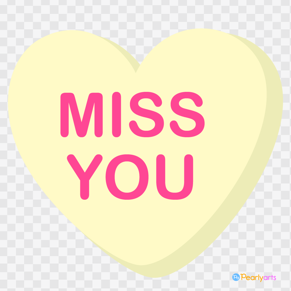 FREE Conversation Heart Miss You Clipart WM | Pearly Arts
