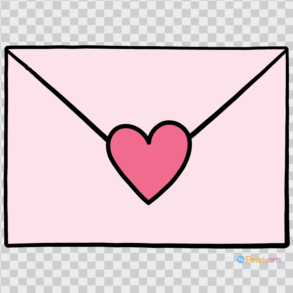 Love Letter Clipart with outline WM | Pearly Arts