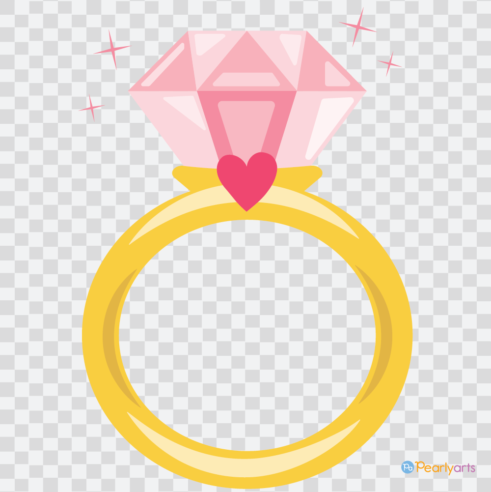 Pink Diamond Ring Clipart WM | Pearly Arts