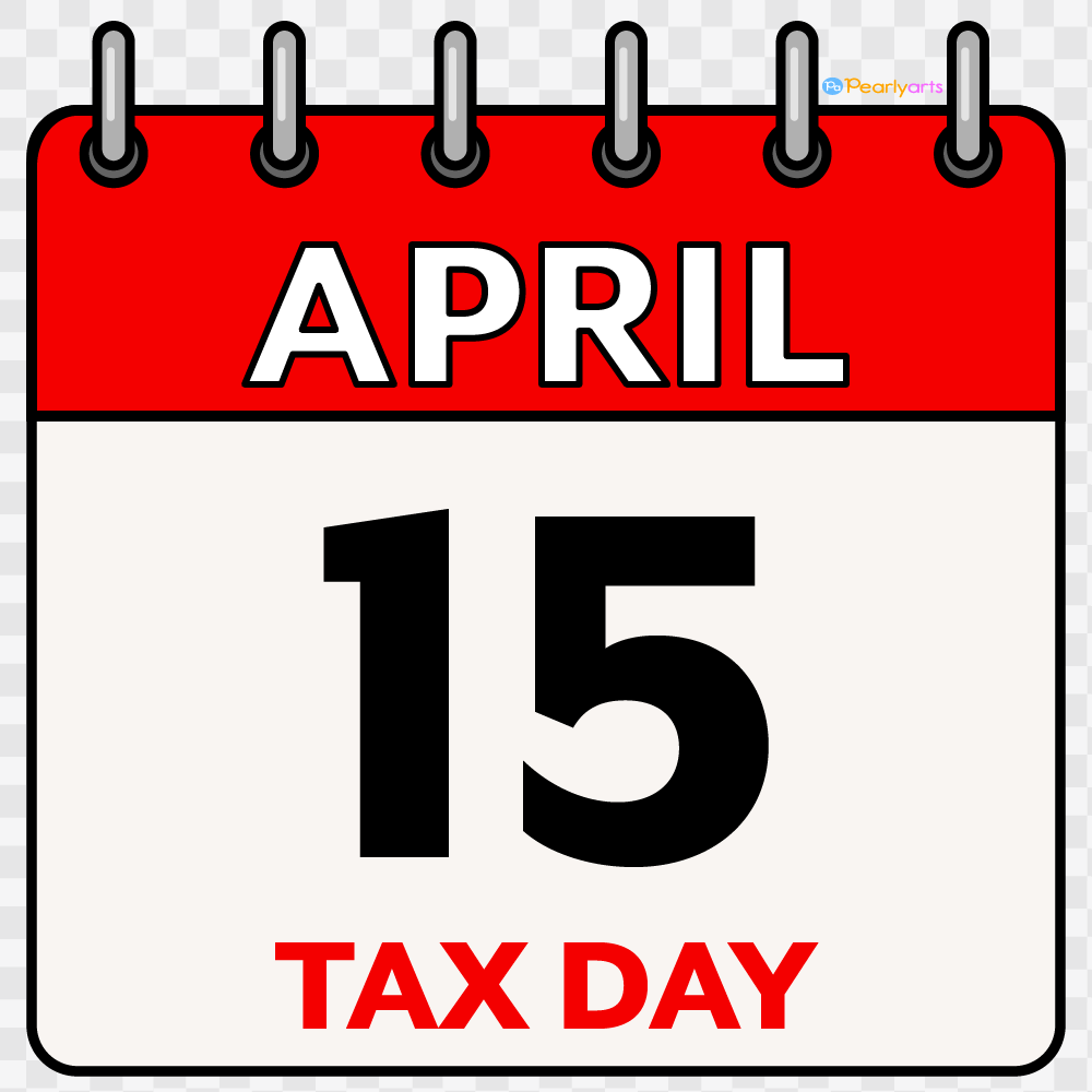 FREE April 15th Tax Day Clipart with outline WM | Pearly Arts
