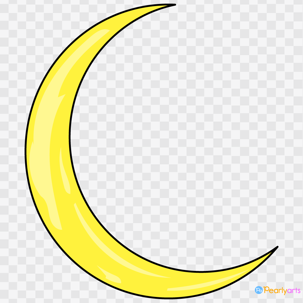FREE Crescent Moon Clipart with outline WM | Pearly Arts