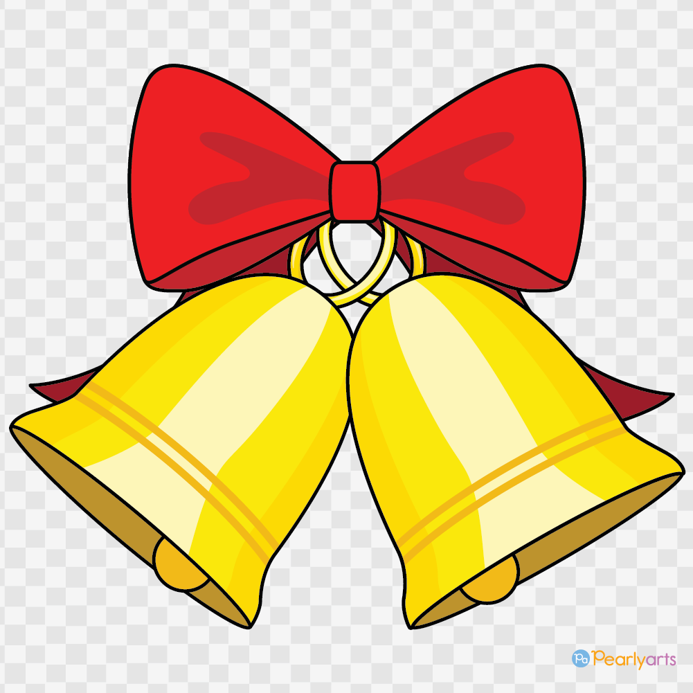 FREE Gold Wedding Bells Clipart with outline WM | Pearly Arts