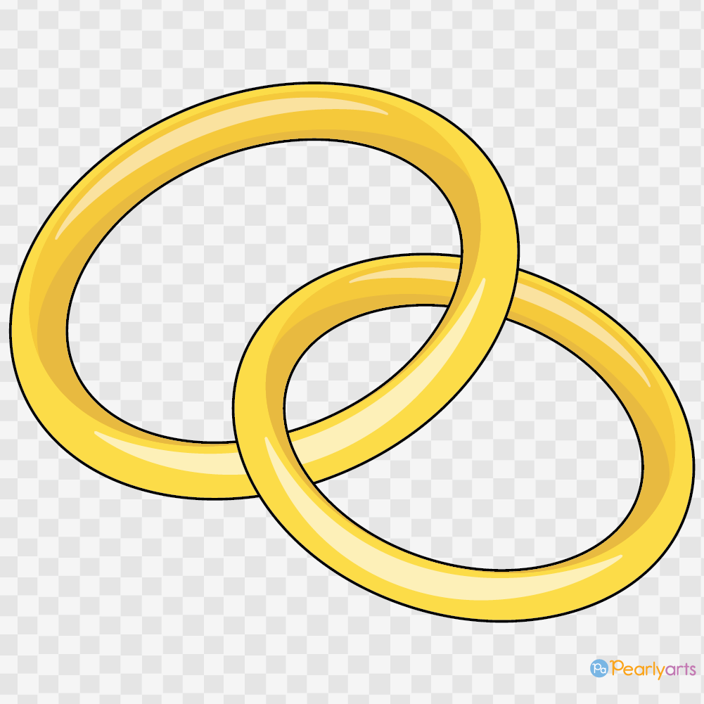 FREE Gold Wedding Rings Clipart with outline WM | Pearly Arts