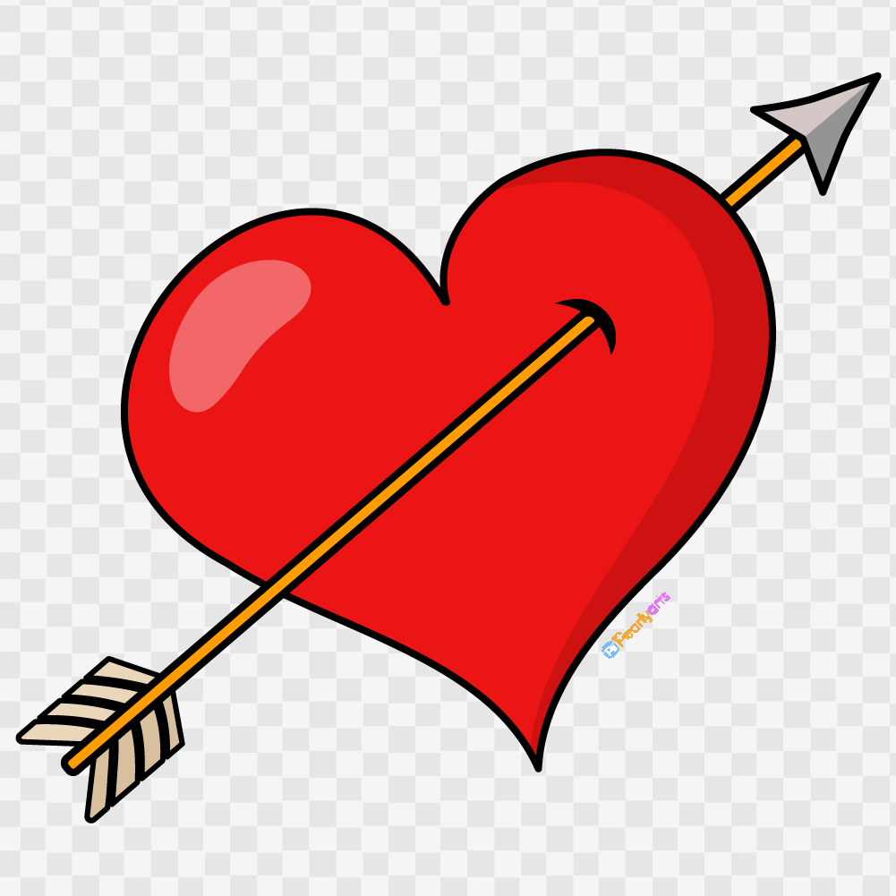 FREE Heart with Arrow Clipart with outline WM | Pearly Arts